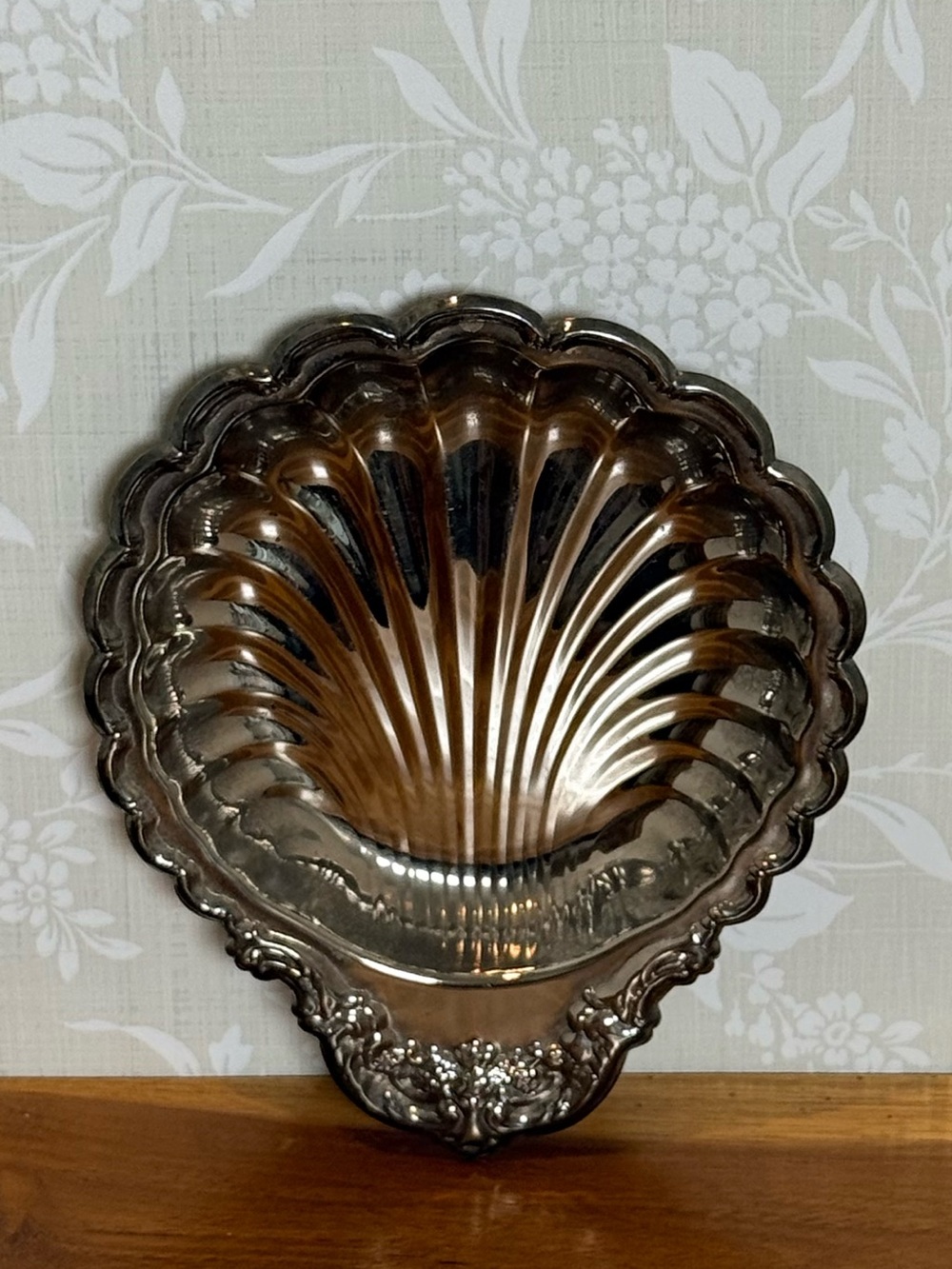 Vintage Silver Plated Shell Trinket Dish